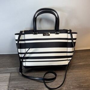 Kate Spade Black and White Striped Satchel